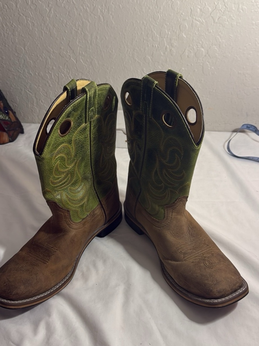Smoky Mountain 3667Y  Western Cowboy Leather Boots Brown/Green 7R